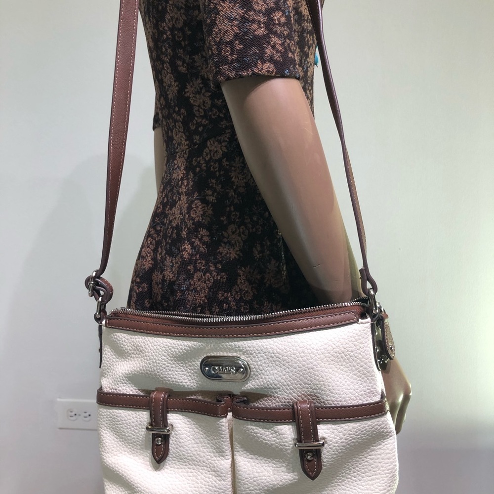 Chaps Creme & Brown Crossover Purse